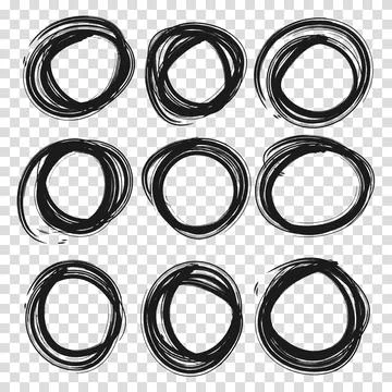 Highlight circle frames. For message note mark design element. Set hand dra.. 스톡 일러스트