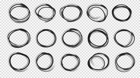 Highlight circle frames. For message note mark design element. Set hand drawn Illustrazione stock