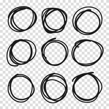 Highlight circle frames. For message note mark design element. Set hand drawn 스톡 일러스트