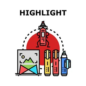 Highlight concept with markers and creative tools Stock Illustration