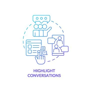 Highlight conversations blue gradient concept icon Stock Illustration