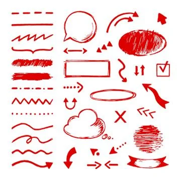 Highlight doodle. Select arrow marker icons. Selection and pointer drawing 스톡 일러스트