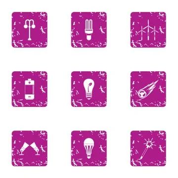 Highlight light icons set, grunge style Stock Illustration