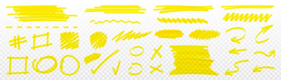Highlight marker strokes set Stock Illustration