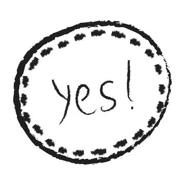 Highlight oval marker frame with Yes text. Hand drawn scribble doodle circle set Stock Illustration