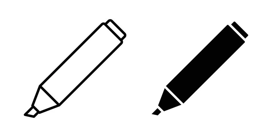 Highlight pen icon thin line and clipart style vector set イラスト素材