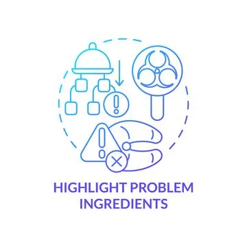 Highlight problem ingredients blue gradient concept icon Stock Illustration