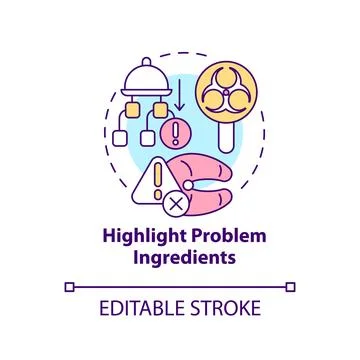 Highlight problem ingredients concept icon 스톡 일러스트