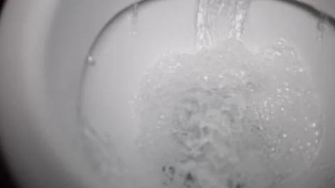 Highlight the simplicity of maintaining sanitized bathroom by flushing the Stock Footage 268741840
