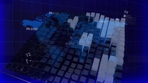 Highlight sweep sparking grid, cube columns rising leftward camera tilting, Stock Footage 340750829