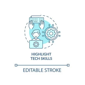 Highlight tech skills blue concept icon Illustrazione stock