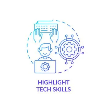 Highlight tech skills blue gradient concept icon Illustrazione stock