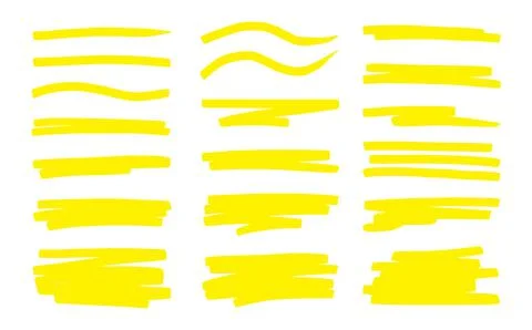 Highlight underline brush. Yellow marker pen stroke Stock Illustration