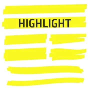 Highlight Yellow Marker vector set. Highlight Yellow Marker isolated backgrou Stock Illustration