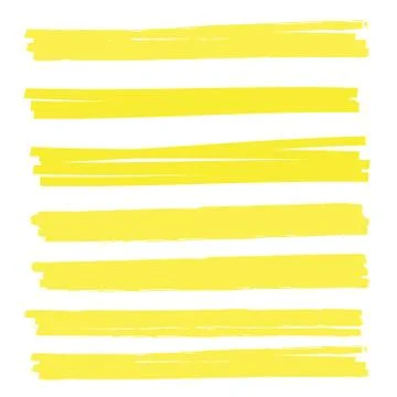 Highlight yellow strokes. Highlight marker stroke. Marker pen highlight Stock Illustration