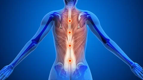 Highlighted Acupressure Points for Back Relief Illustration