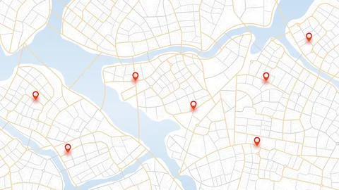 Highlighted featuring points of interest. An abstract navigation plan on map Stock Illustration