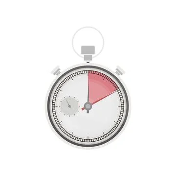 Highlighted five seconds on stopwatch. Vector five minute clock, number chr.. Stock Illustration