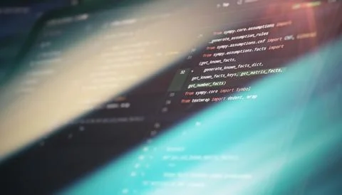 Highlighted Python functions in modern code editor Stock Photos