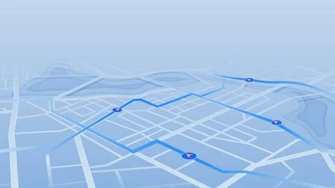 Highlighted routes with multiple alternatives on isometric city map Stock Illustration