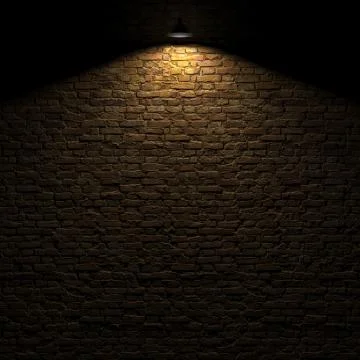 The highlighted stone wall by edison lamp 3d rendering Stock Illustration
