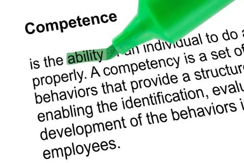 Highlighted word ability for Competence with green pen Stock Photos