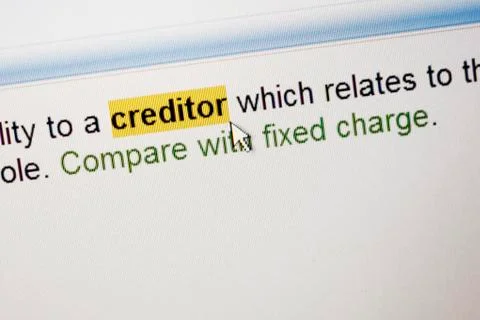 Highlighted word Creditor Stock Photos