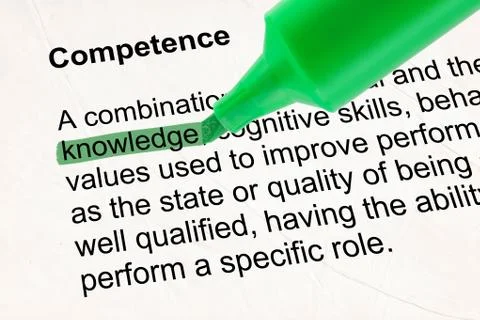 Highlighted word knowledge with green pen Stock Photos