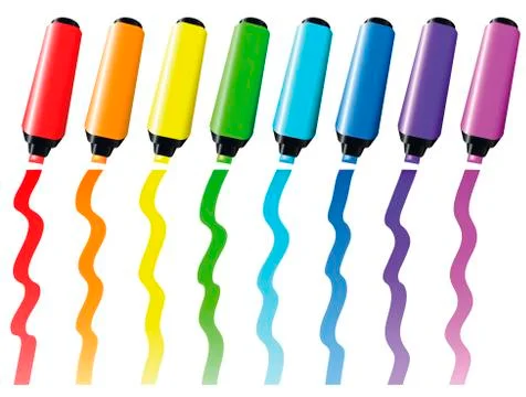 Highlighter Colored Marker Set Stock Illustration