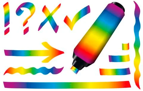 Highlighter Colors Rainbow Gradient Stock Illustration
