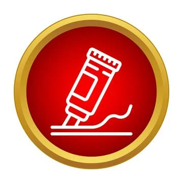 Highlighter drawing a line on a red background icon Stock Illustration