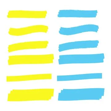 Highlighter elements. Yellow marker text selection Stock Illustration