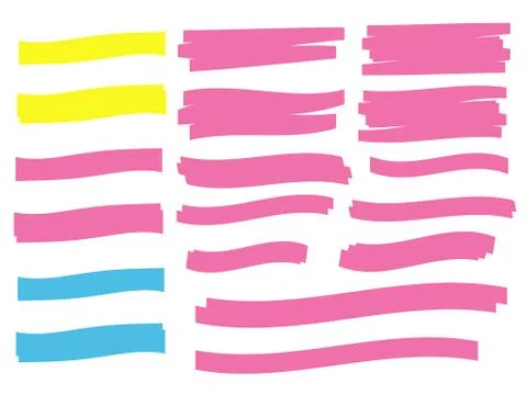 Highlighter elements. Yellow marker text selection イラスト素材