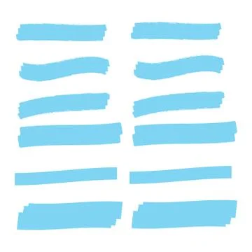 Highlighter elements. Yellow marker text selection Stock Illustration