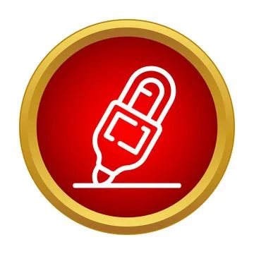 Highlighter icon drawing a line in a red circle Stock Illustration