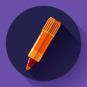 Highlighter icon in flat style with long shadow Stock Illustration