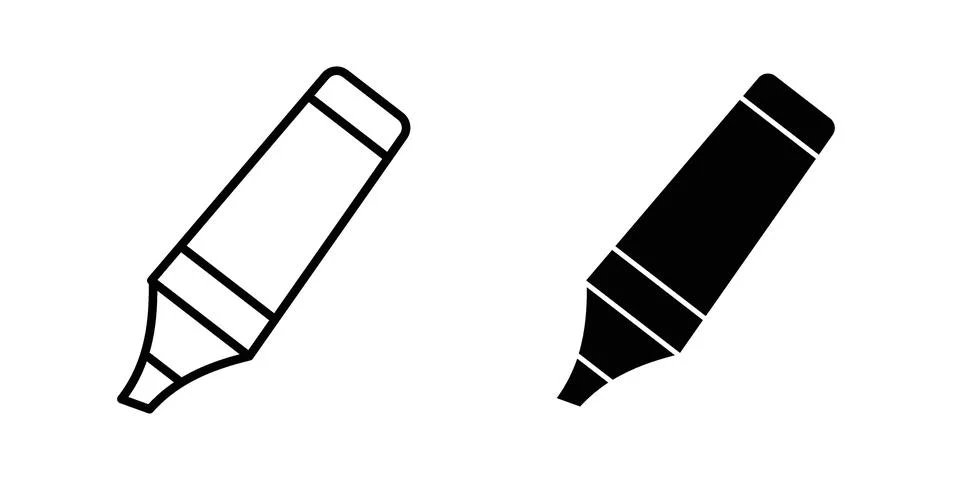 Highlighter icon set. Vector EPS 10 Stock Illustration