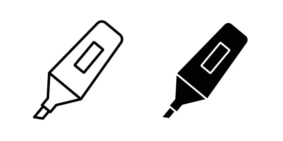 Highlighter icon symbol  illustration bundle in black colour Stock Illustration