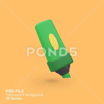 Highlighter important isolated 3d render icon illustration PSD 템플릿