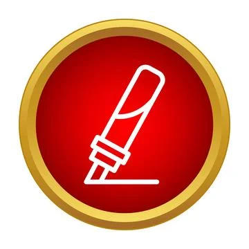 Highlighter marker drawing line icon in red circle Stock Illustration