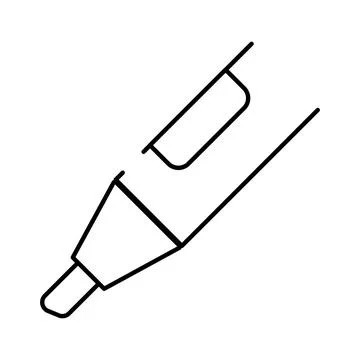 Highlighter marker pen stationery tool line art drawing Stock Illustration