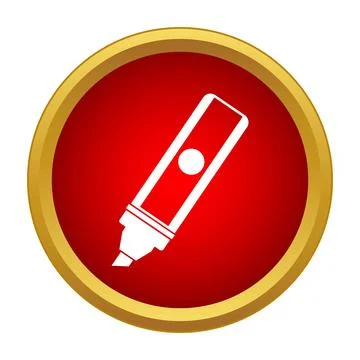 Highlighter marker pen tool flat black white icon Stock Illustration