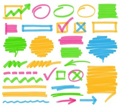 Highlighter Marking Design Elements Stockillustratie