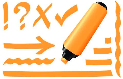 Highlighter Orange Marker Stock Illustration