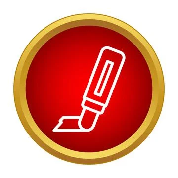 Highlighter pen making mark in red circle icon 库存插图