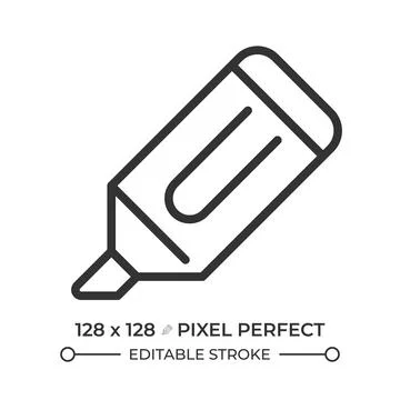 Highlighter pen pixel perfect line icon Stock Illustration