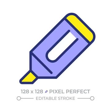 Highlighter pen pixel perfect line color icon Stock Illustration