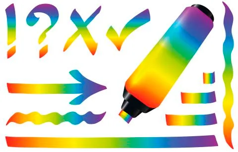Highlighter Rainbow Colored Marker Pen Illustrazione stock