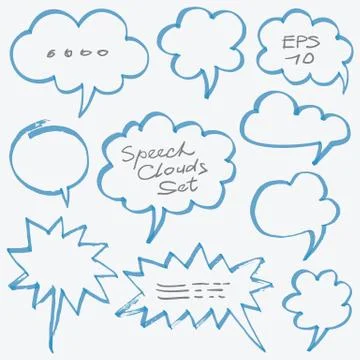 Highlighter Speech Clouds and Bubbles Design Elements 스톡 일러스트