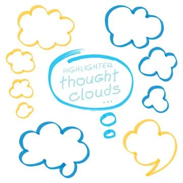 Highlighter Thought Clouds Bubbles Design Elements 스톡 일러스트